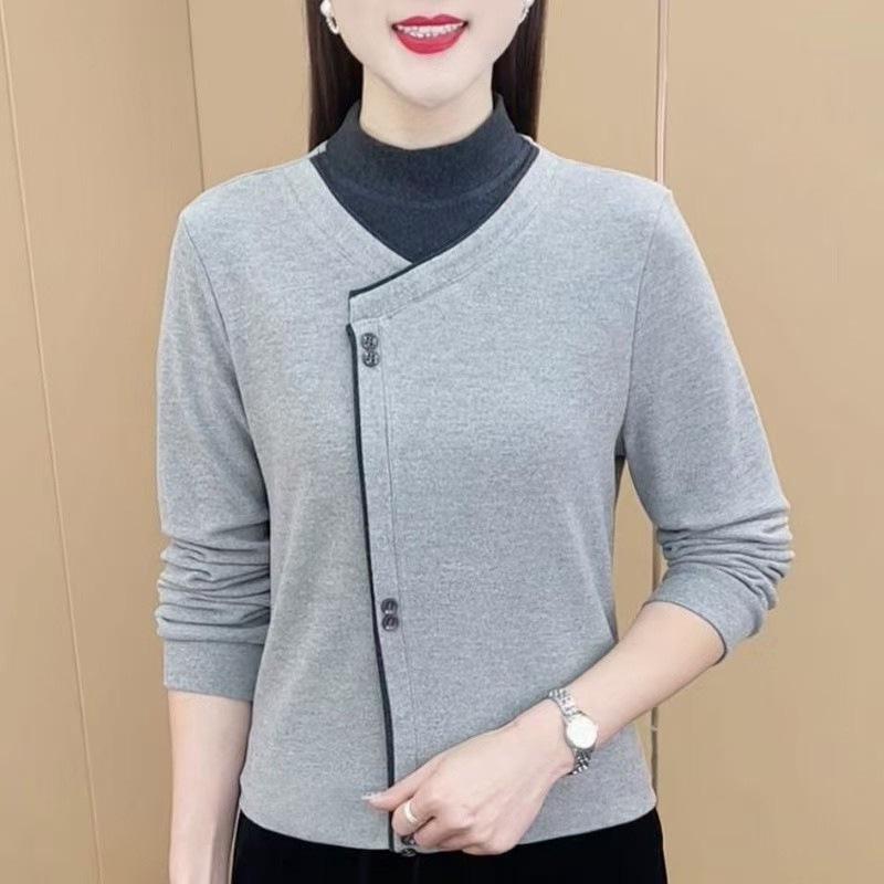 トップス レディース 秋冬 モックネック 両面起毛 ヒート素材 厚手 プルオーバー スリムフィット 長袖 ..