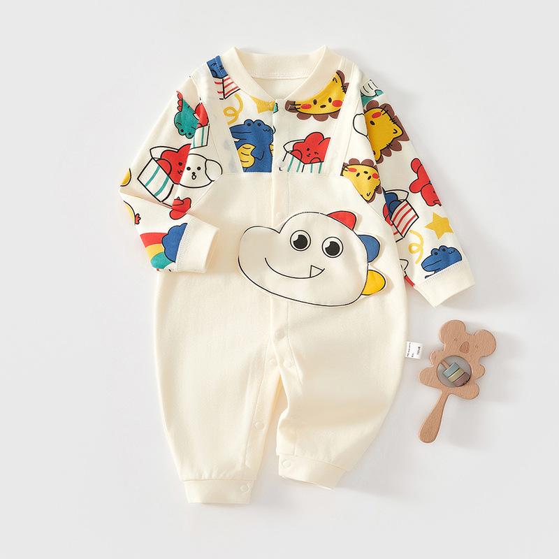 ・カテゴリ: ロンパース・スタイル: 韓国風・主な素材: 綿100%・袖丈: 長袖・柄展開: ビッグヘッドアニマル、サスペンダーパンダ、立体ドッグ、レッドドラゴン・厚さ: 普通・開閉: スナップボタン・性別: ユニセックス・対象: 新生児 (0〜1歳、身長80cm以下)・サイズ展開: 59cm、66cm、73cm、80cm、90cm