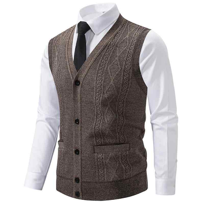 ニット ベスト メンズ Vネック ジレ レイヤードスタイル 秋冬 厚手 保温 スリムフィット 混紡素材 カジュアル 普段使い しわになりにくい