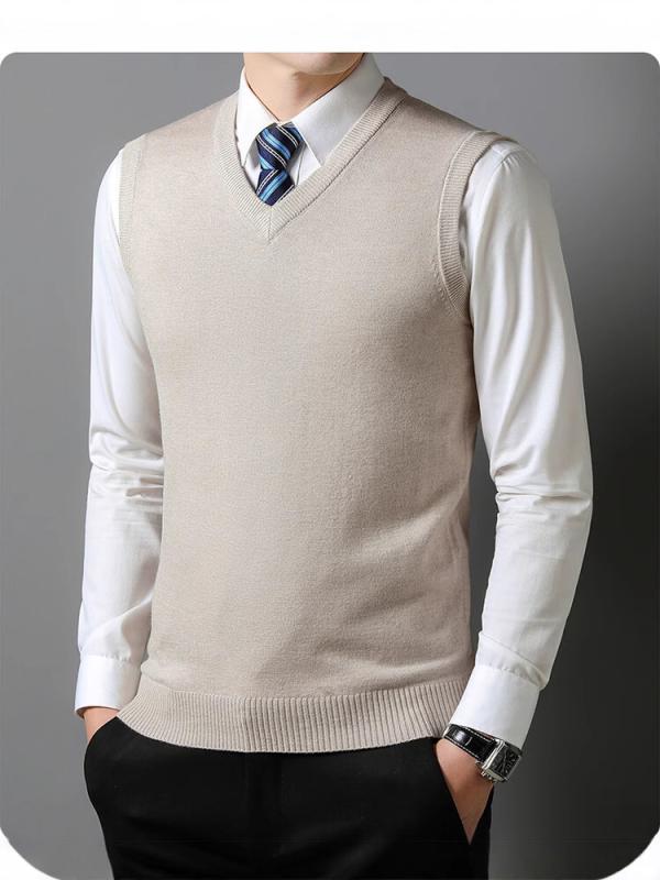 ベスト メンズ 秋冬 ウール ニット ジレ Vネック カジュアル ビジネス オフィス 普段使い ノースリーブ..