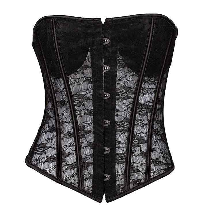 補正下着 レディース コルセット シェイパー 宮廷風 メッシュ 通気性 ボーン入り バストアップ 外着用 スリム フィット ビスチェ風トップス ポリエステル ブ...