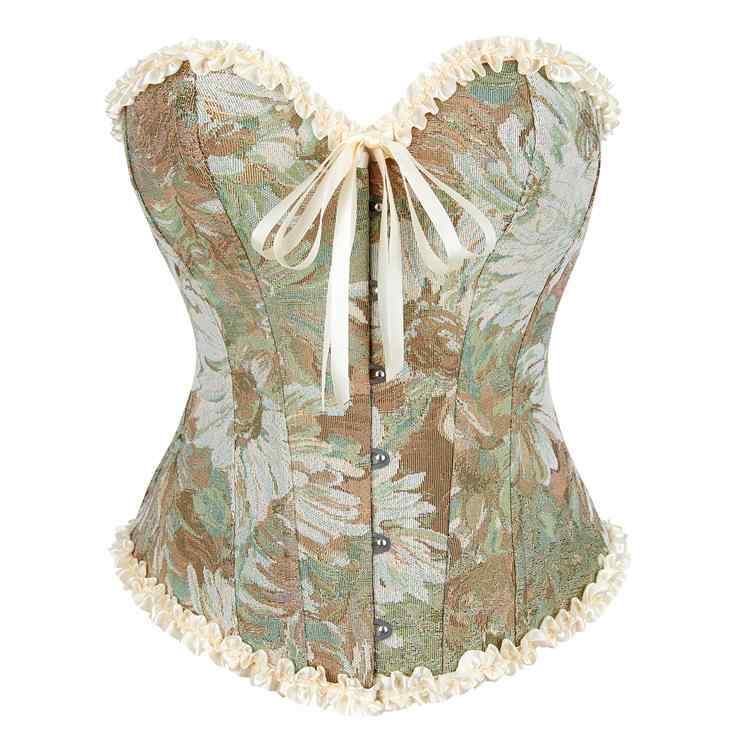 ボディシェイパー レディース 女性用 グリーン 花柄 フラワー アプリコット レース フリル ウエストシ..