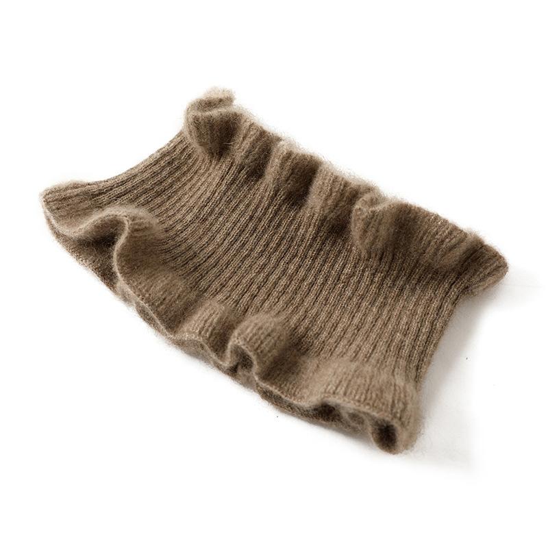 ネックウォーマー 男女兼用 ユニセックス 100% ピュア カシミヤ 秋冬 メロウフリル ニット ショート丈 防寒 保温 マフラー スヌード