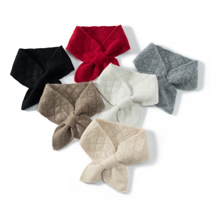 ネックウォーマー レディース 100%ピュアカシミヤ ニット 秋冬 保温 防寒 差し込み式 三角型 マフラー スヌード 上品 カジュアル シンプル 無地 ホワイト グレー ブラック ワインレッド