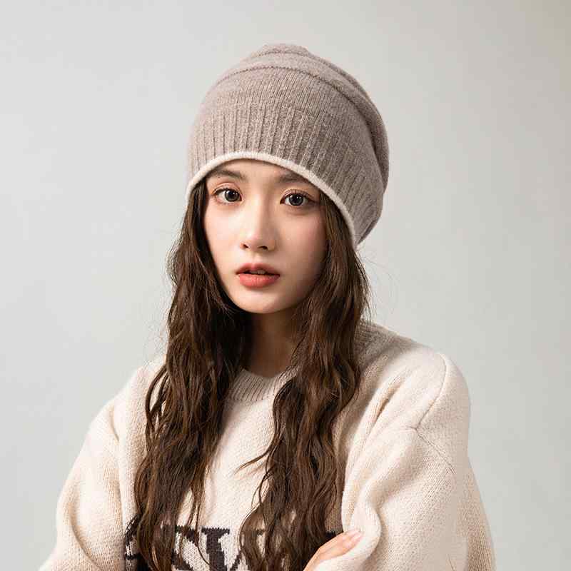 楽天花りぼんニット帽 レディース 女性用 秋冬 ウール 羊毛 厚手 肉厚 ゆったり ビッグサイズ 小顔効果 保温 防寒 暖かい ベーシック シンプル カジュアル 普段使い お出かけ（x2）