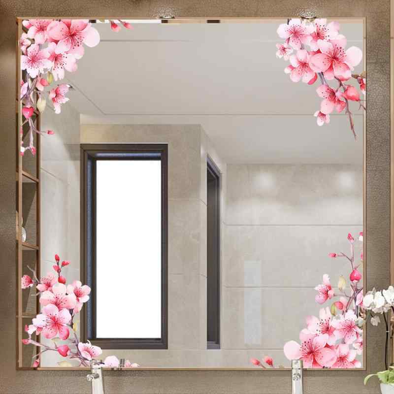 窓用シート ピンク 桜 花柄 静電吸着 装飾フィルム 浴室 バスルーム トイレ 洗面所 窓 鏡 リビング 寝室 PVC素材 モダン シンプル デコレーション(x2)