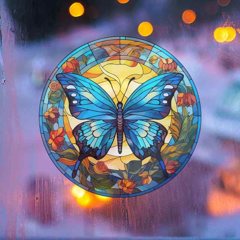 窓用フィルムバタフライ柄ステンドグ...