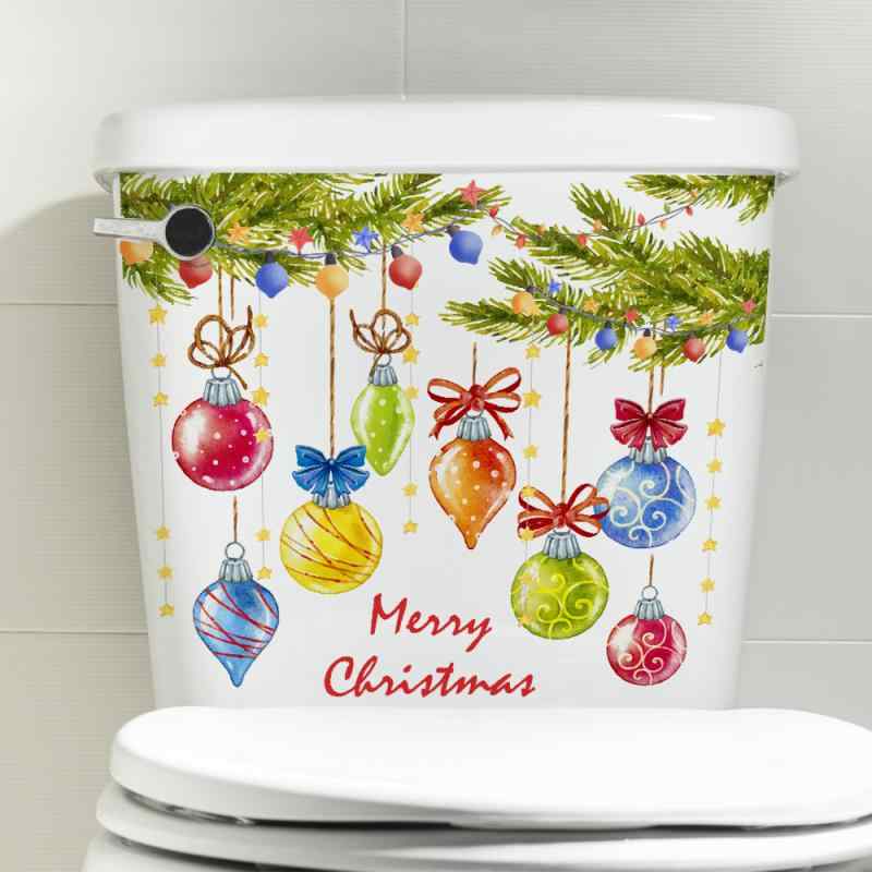 トイレステッカー クリスマスオーナメント 風船柄 自己粘着 便器ふた装飾 PVC素材 防水 貼るだけ簡単 ..