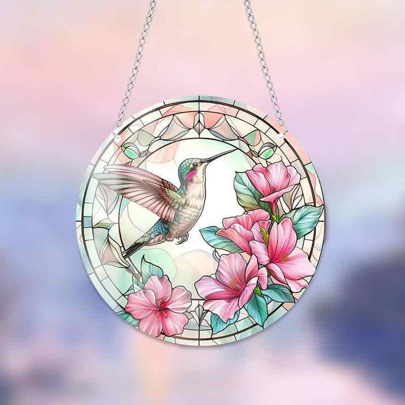 玄関飾り ドア アクリル製 鳥 花 植物 ボタニカル カラフル かわいい ドアプレート オーナメント ウォールデコレーション