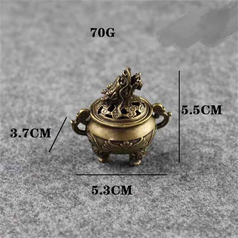 香炉 麒麟 貔貅 ミニ 合金製 銅色 三本足 双耳 蓋付き 透かし彫り 鼎型 丸型 お香立て インテリア 置物 風水 開運 縁起物 招福
