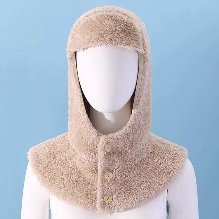 帽子 男女兼用 ネックウォーマー一体型 裏ボア ラビットファー 就寝用 防寒帽 保温 防風 ゆったりサイ..
