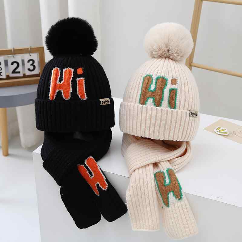 ニット帽 キッズ 男の子 女の子 秋冬 裏起毛 防風 耳あて一体型 マフラー スヌード 2点セット 防寒 暖..