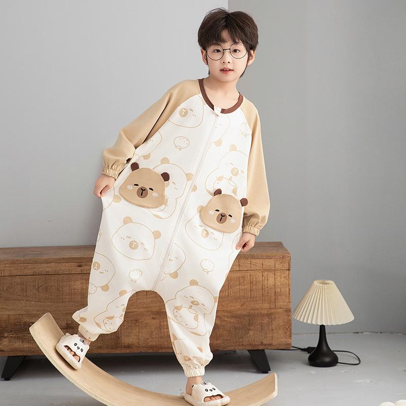 スリーパー キッズ 男の子 女の子 ベビー 赤ちゃん 綿 コットン ガーゼ生地 中綿入り カバーオール ロンパース つなぎ 袖付き 寝冷え防止 パジャマ ルームウェア 防寒 お昼寝 就寝 防臭 キャラクター柄