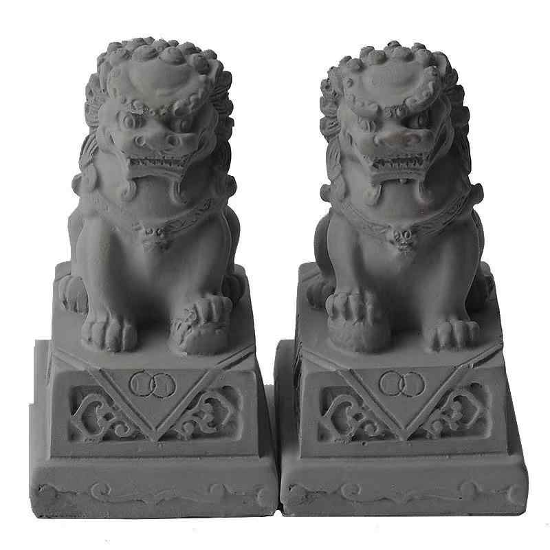 置物 中国風 石獅子 守護獅子 卓上 ミニ 魔除け 厄除け 縁起物 風水 玄関 リビング コンクリート セメ..