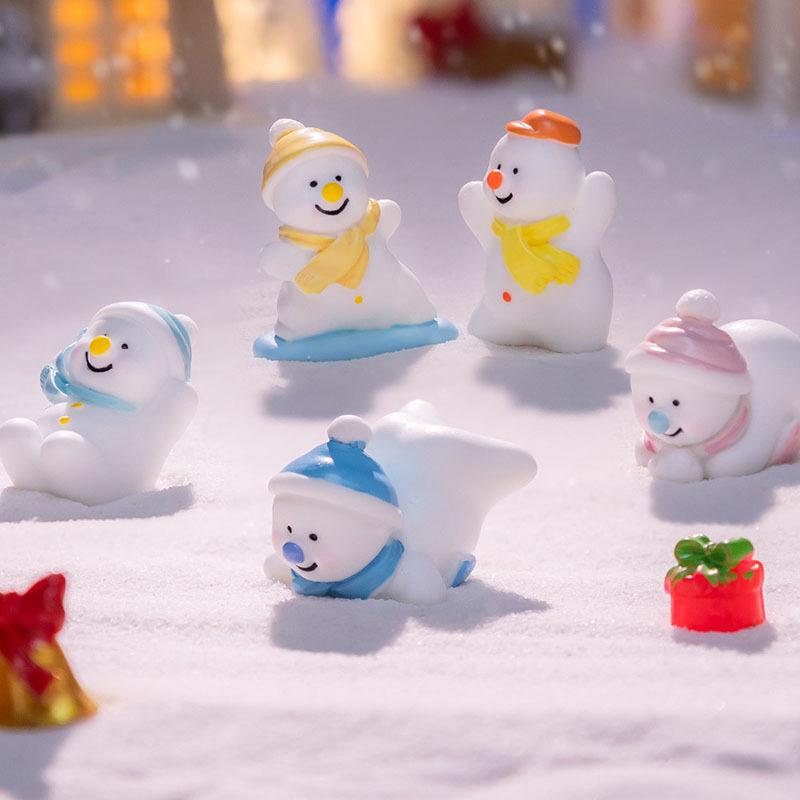 クリスマス飾り 雪だるま ミニチュア オブジェ かわいい 樹脂製 レジン フィギュア ジオラマ 箱庭 雪景..
