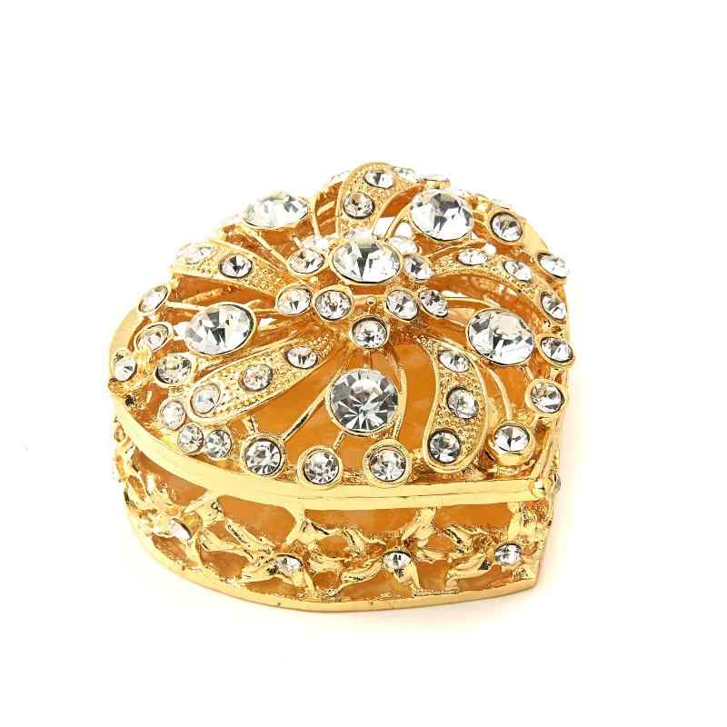 ジュエリーボックス ヨーロピアン ハート型 おしゃれ かわいい パール ラインストーン 銀メッキ 高級感..