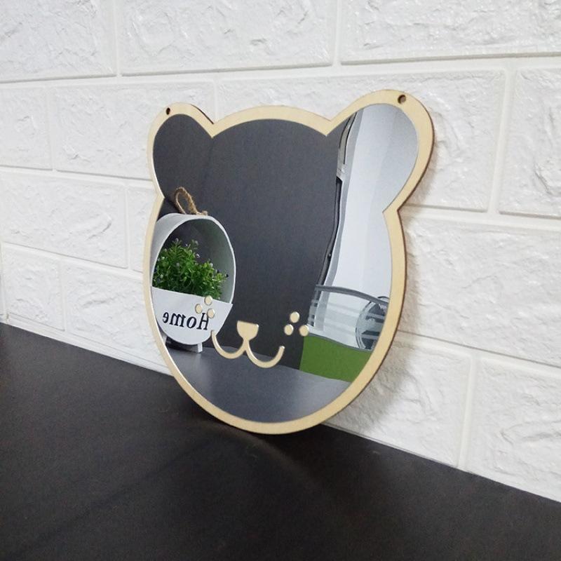 インテリア雑貨 DIY アクリル 木製 クマ型 ミラー 卓上 壁掛け鏡 シナノキ製 かわいい おしゃれ キャラクター 子供部屋 リビング 北欧風 ウッドクラフト プレゼント(x2)