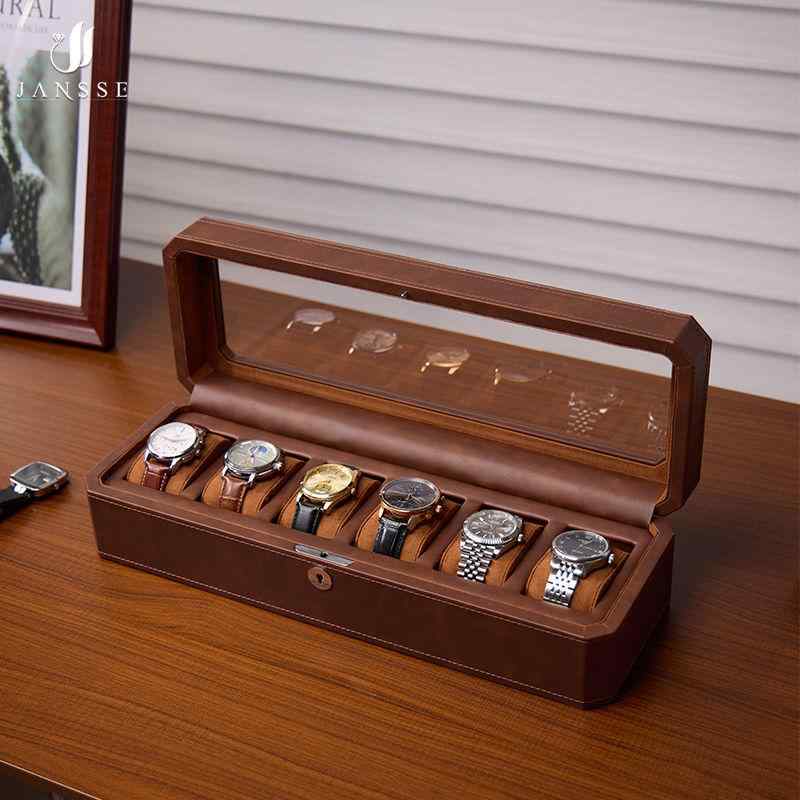ウォッチケース 本革 高級感 ライトラグジュアリー 精巧な 機械式腕時計 自動巻き 自宅用 デスク収納 コレクション ディスプレイ ロック付き 蓋付き 多本収納 八角形 インテリア