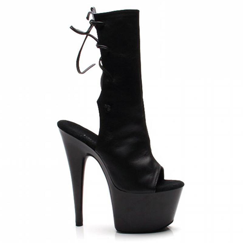 ファッションブーツ レディース 欧米風 秋冬 プラットフォーム 17cmヒール 細ヒール ラウンドトゥ PUレザー ブラック エレガント