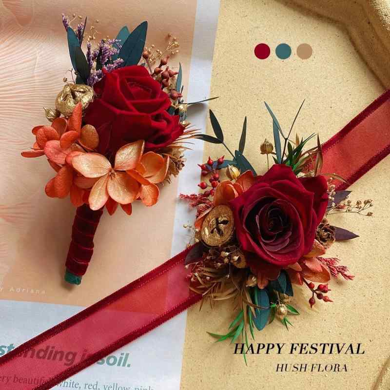 コサージュ ウェディング 結婚式 新郎新婦 介添人 ブライズメイド リストブーケ プリザーブドフラワー ドライフラワー 森ガール系 ナチ..