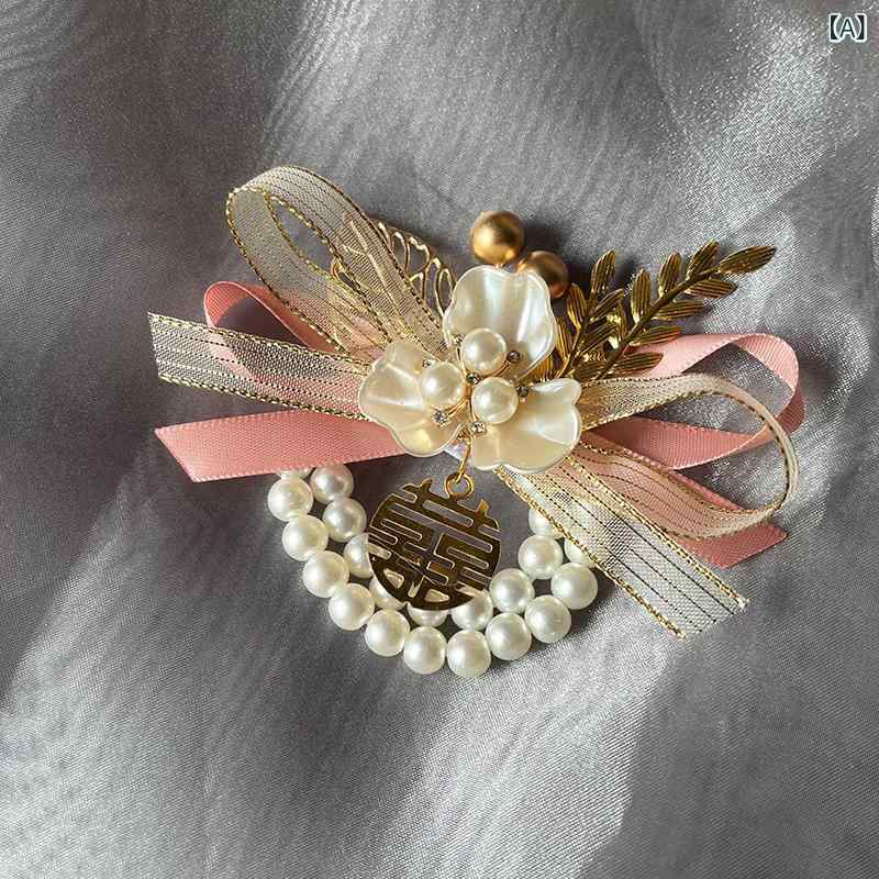 ウェディング小物 新郎新婦 ブライズメイド グルームズマン 結婚式 リストブーケ 手首コサージュ ブートニア 胸元コサージュ フォーマル セレモニー セット ペ...