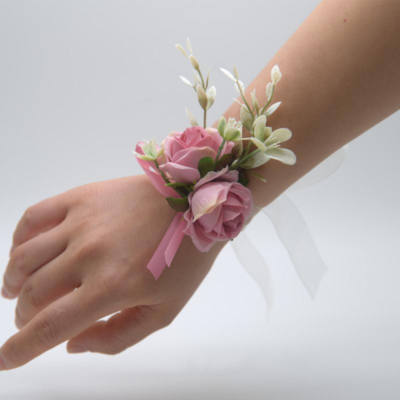 コサージュ ブートニア 結婚式 ウェディング 新郎 新婦 花嫁 介添人 リストブーケ 造花 ローズ 薔薇 ナチュラルテイスト ファブリック製 披露宴 二次会 パーティー ホワイト ピンク レッド パープル シャンパンカラー