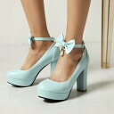 パンプス レディース 春秋 フェミニン エレガント 太ヒール ハイヒール ラウンドトゥ リボン 浅履き 合皮 ホワイト 通勤 オフィス 普段使い カジュアル