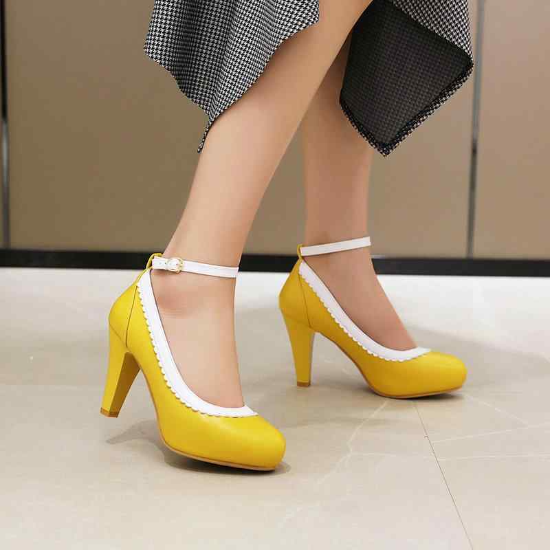 パンプス レディース 女性用 春夏秋 ストラップ 浅履き ラウンドトゥ チャンキーハイヒール 革靴 フェイクレザー 合成皮革 白 オフィス ビジネス 通勤 フォ...