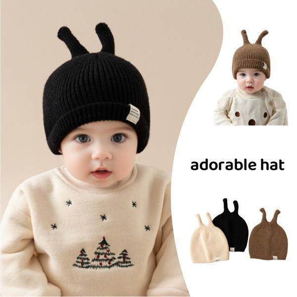 ニット帽 キッズ ベビー 赤ちゃん 男の子 女の子 男女兼用 秋冬 かわいい キュート 触角デザイン 防寒 ..