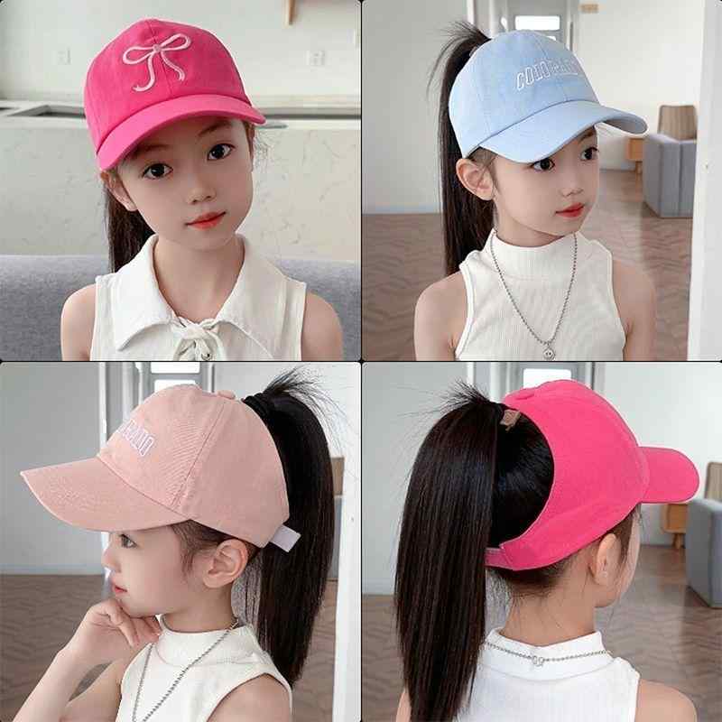 サンバイザー 女の子 子供 ポニーテール対応 UVカット 日よけ キャップ風 つば広 深めつば かわいい 通気性 伸縮性 キッズ ジュニア 春夏 アウトドア お出かけ スポーツ