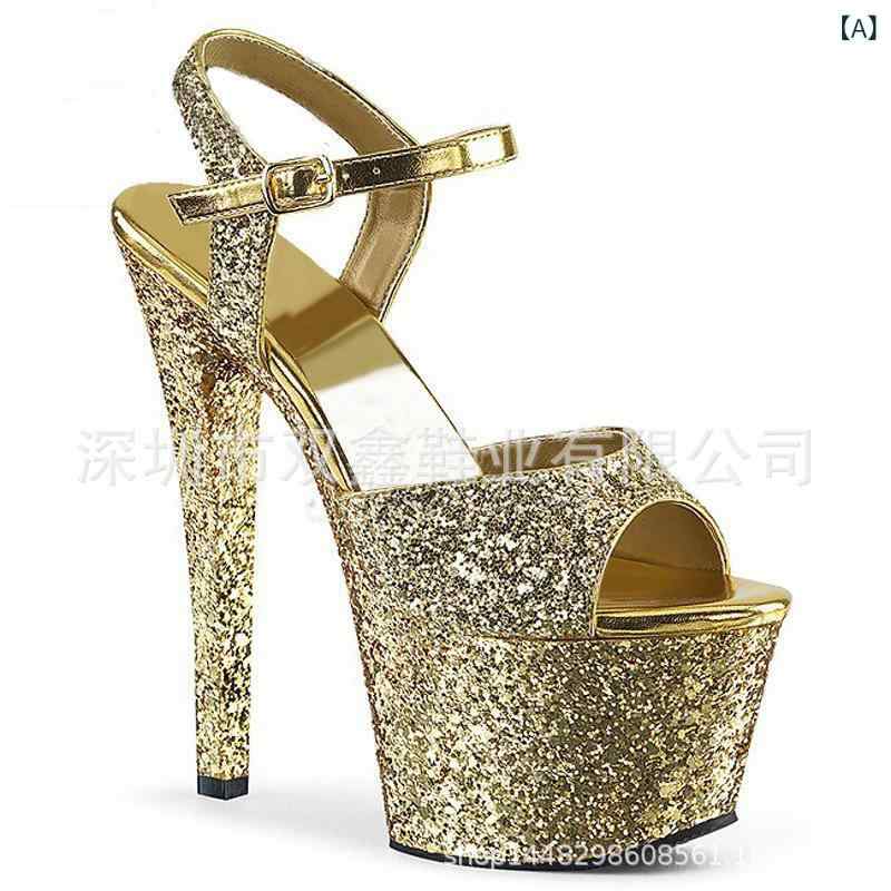 サンダル レディース 17cm 超ハイヒール 厚底 オープントゥ フェイクレザー 合皮 PUレザー ラバーソー..