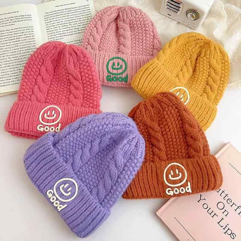 ニット帽 キッズ ベビー 女の子 秋冬 かわいい スマイル 帽子 防風 保温 あったか 毛糸 ビーニー 防寒 ..