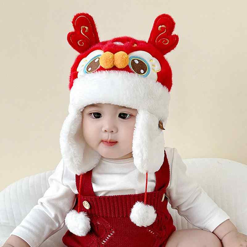 帽子 ベビー 赤ちゃん 1歳 誕生日 キッズ 赤 レッド 新年 お正月 お祝い 慶事 もこもこ ふわふわ ボア ..