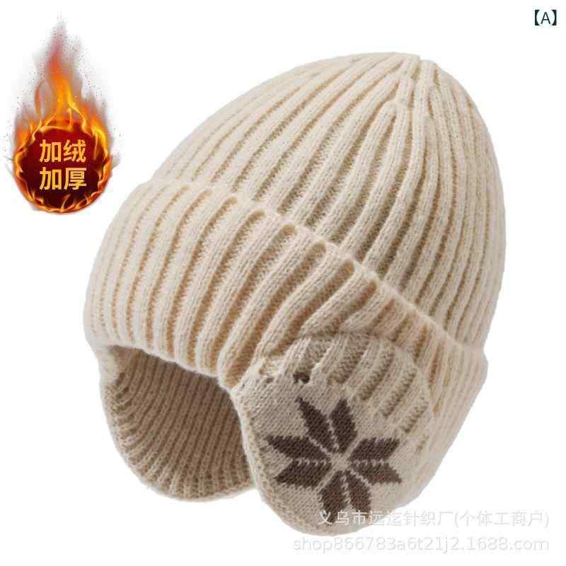 ニット帽 メンズ 秋冬 雪柄 刺繍 耳当て付き 厚手 保温 防風 アウトドア サイクリング 自転車 通学 通勤 普段使い かわいい ニットキャップ(x2)