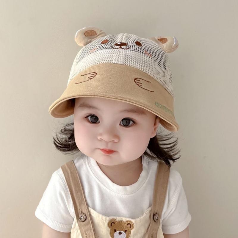 キャップ ベビー 赤ちゃん 男の子 女の子 男女兼用 春秋 薄手 綿 かわいい くまデザイン UVカット 日よ..