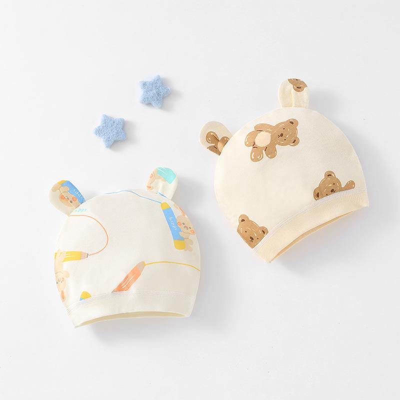 ベビー帽子 新生児 0-3ヶ月 赤ちゃん 乳幼児 綿100% コットン 薄手 オールシーズン かわいい キュート ..