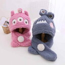 帽子 キッズ ベビー 子供用 男の子 女の子 冬 ネックウォーマー一体型 裏起毛 耳あて付き キャラクター 防寒 あったか 防風 お出かけ 普段使い キャップ ...
