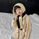 ニット帽 キッズ ベビー 子供用 男の子 女の子 男女兼用 ネックウォーマー付き マフラー一体型 韓国風 配色 切り替え ウール 保温 防寒 秋冬 おしゃれ フ...