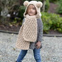 ニット帽 キッズ ベビー 子供用 男の子 女の子 男女兼用 秋冬 グレー くまデザイン ポンポン付き マフラー一体型 耳付き 防寒 保温 とんがり 毛糸 かわい...