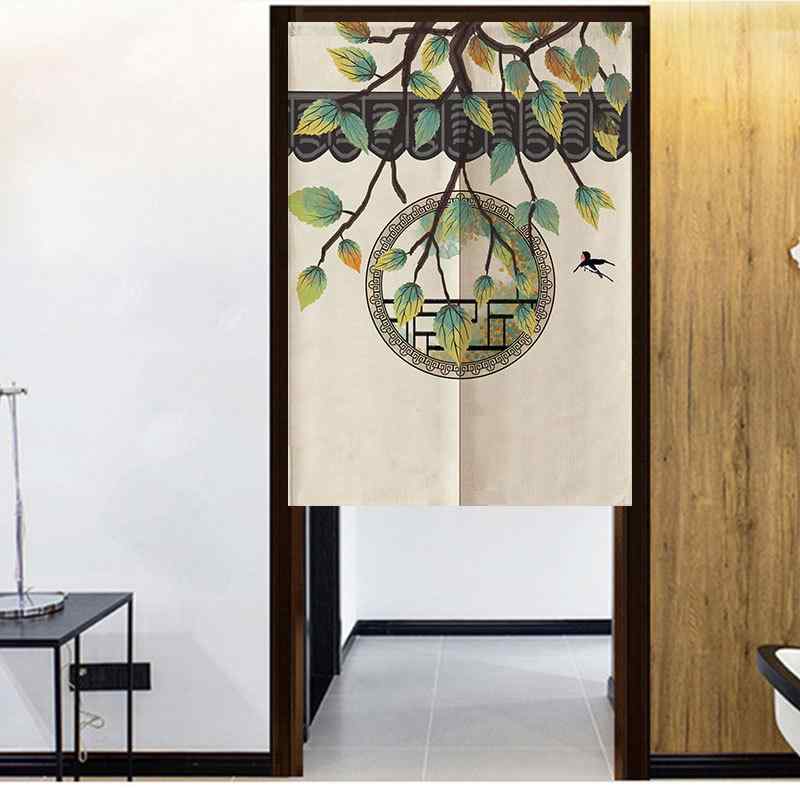 のれん 間仕切りカーテン 目隠し 和風 アジアン 中華 突っ張り棒式 穴あけ不要 布製 ポリエステル 綿混 寝室 リビング キッチン 玄関 洗面所 脱衣所 風水 おしゃれ インテリア(x2)