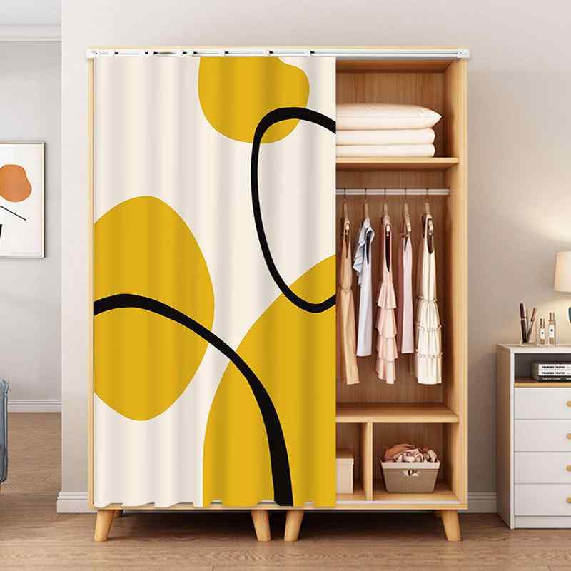 カーテン のれん キャビネット クローゼット 棚 目隠し 仕切り 防塵 穴あけ不要 粘着式 スライドレール..