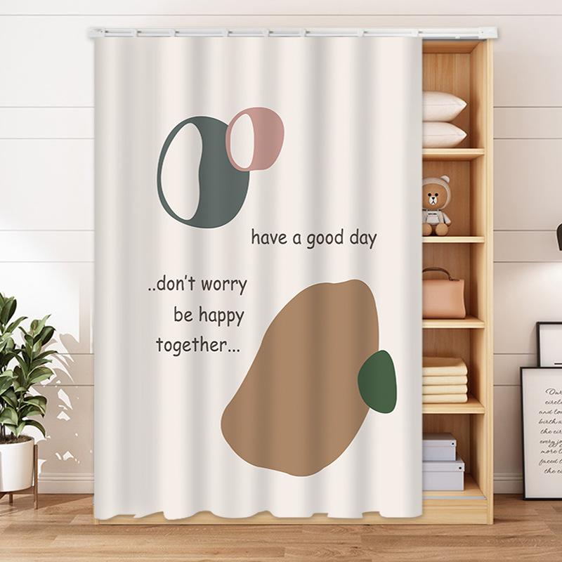 間仕切りカーテン のれん モランディカラー 北欧風 花柄 スライドレール式 クローゼット 洋服ダンス シ..