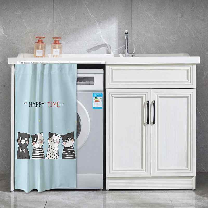 遮光ロールスクリーン 目隠しカーテン ドラム式洗濯機カバー 防水 防塵 日よけ 収納家具 バスルーム ベ..