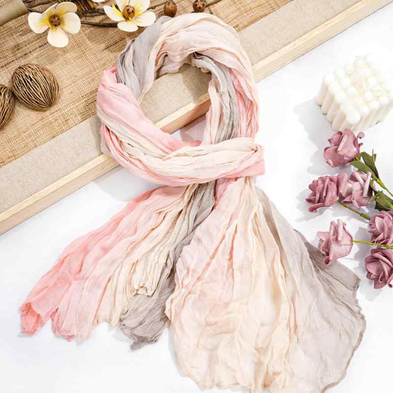 ストール レディース グラデーション 綿麻 リネン プリーツ加工 カジュアル 薄手 切り替え 日よけ ショ..