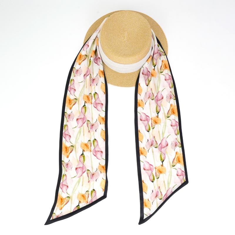 スカーフ レディース ロングスカーフ ショール 欧米柄 プリント シルク 絹 上品 エレガント オフィス ..