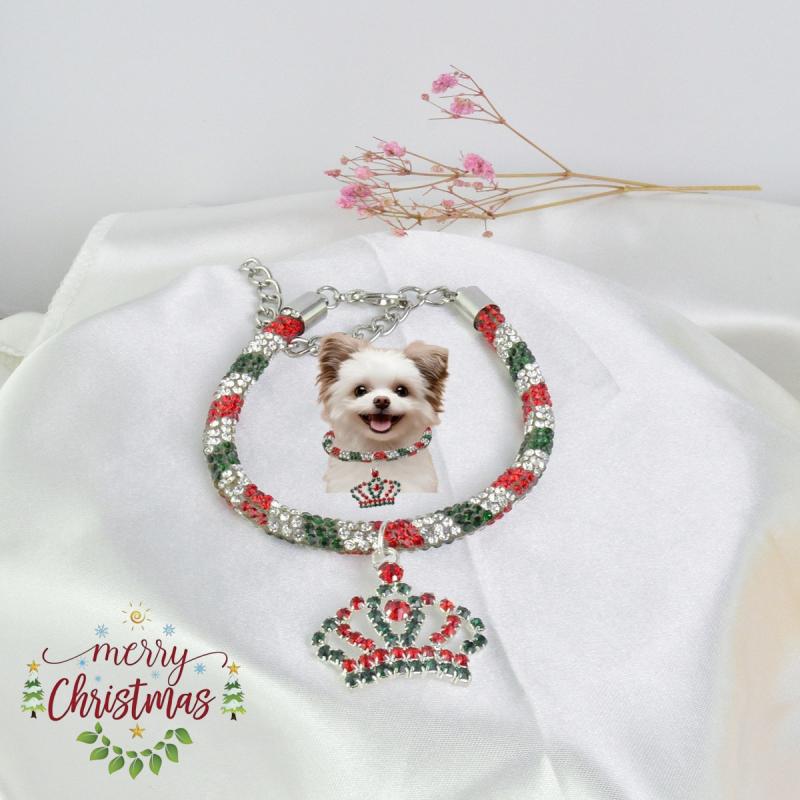 首輪 犬猫用 王冠モチーフ ラインストーン 鈴付き カラー ペット用 愛犬 愛猫用 全面キラキラ シルバー..