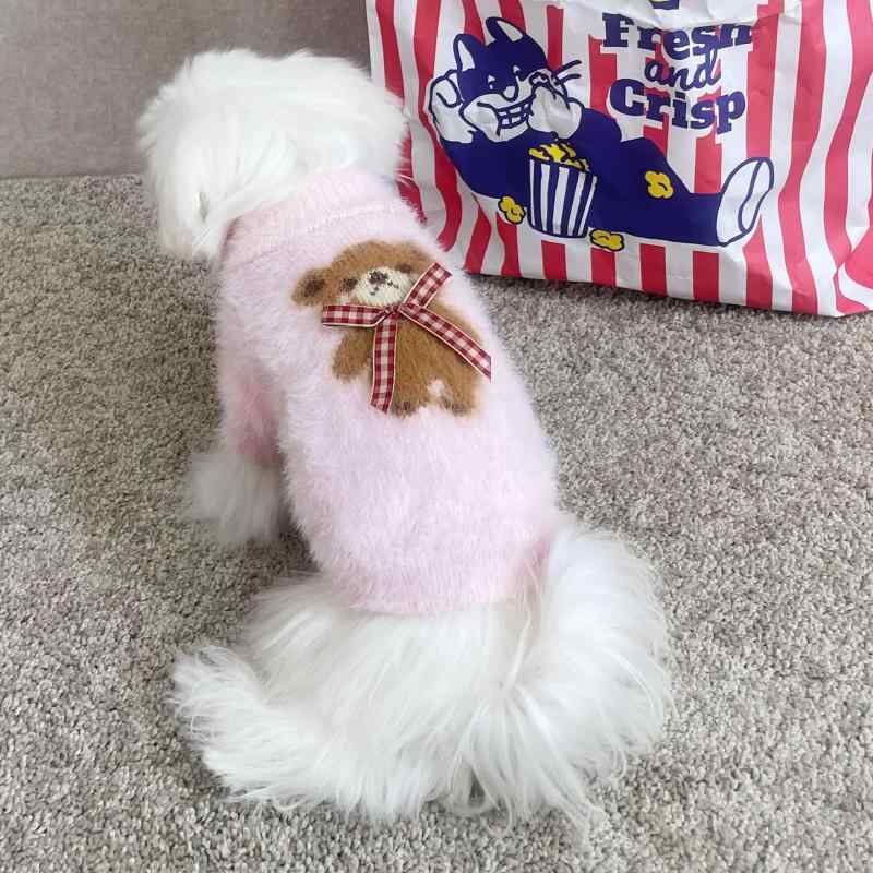 ドッグウェア キャットウェア 犬 猫用 小型犬 フェイクファー もこもこ 厚手 保温 ニット セーター あ..