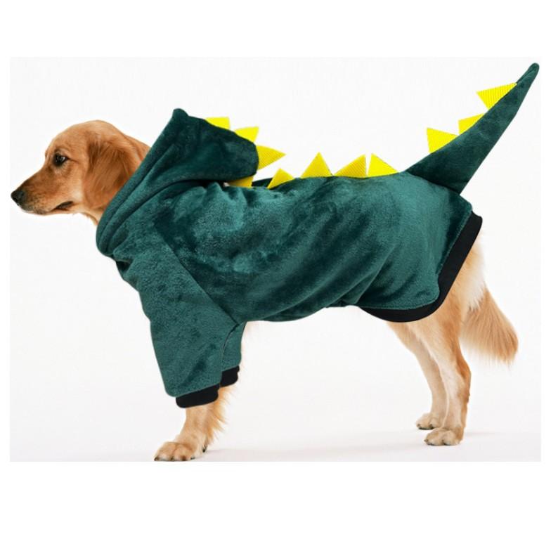 犬服 大型犬 恐竜 変身ウェア フランネル スウェット トレーナー ルームウェア パジャマ 保温 防寒 グ..