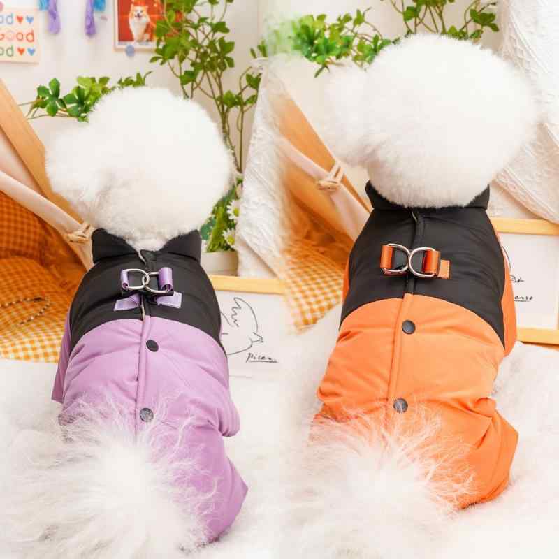 犬服 ドッグウェア 小型犬 中型犬 子犬 秋冬 防寒 保温 あったか 厚手 コットン 中綿入り 四足 カバーオール 背中開き スポーツ 切り替え カジュアル 散歩 お出かけ