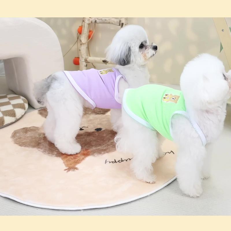 犬猫用 ベスト 小型犬 猫 くま 刺繍 ニット ノースリーブ かわいい キュート 通気性 伸縮性 ポリエステ..